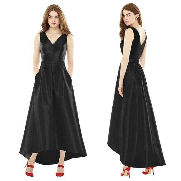 ALFRED SUNG Sleeveless Pleated Skirt High Low Dress With Pockets NWT size 18 - Picture 1 of 7